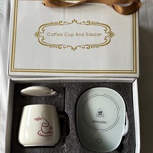 ✨5 for $20✨ White Coffee Cup and Saucer Set with Warmer